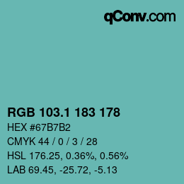 Color code: RGB 103.1 183 178 | qconv.com