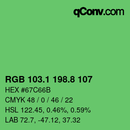 カラーコード: RGB 103.1 198.8 107 | qconv.com