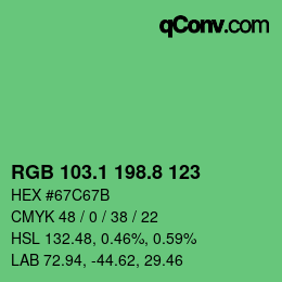カラーコード: RGB 103.1 198.8 123 | qconv.com