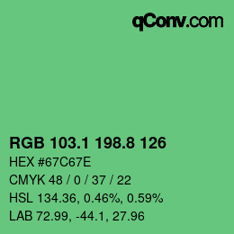 カラーコード: RGB 103.1 198.8 126 | qconv.com