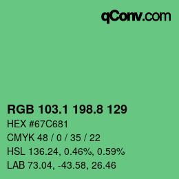 カラーコード: RGB 103.1 198.8 129 | qconv.com