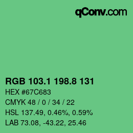 カラーコード: RGB 103.1 198.8 131 | qconv.com