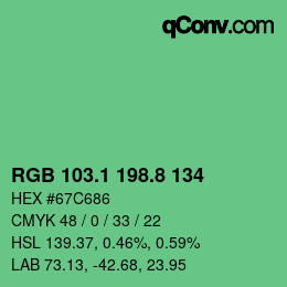カラーコード: RGB 103.1 198.8 134 | qconv.com