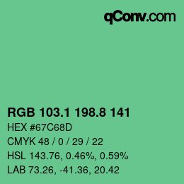 カラーコード: RGB 103.1 198.8 141 | qconv.com