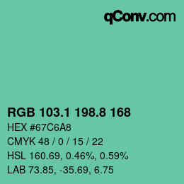 Color code: RGB 103.1 198.8 168 | qconv.com