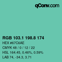 カラーコード: RGB 103.1 198.8 174 | qconv.com