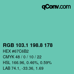 Farbcode: RGB 103.1 198.8 178 | qconv.com