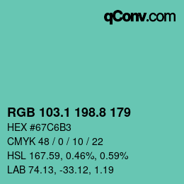 カラーコード: RGB 103.1 198.8 179 | qconv.com