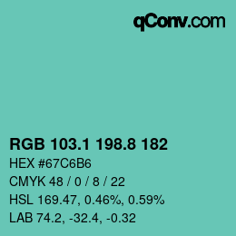 Color code: RGB 103.1 198.8 182 | qconv.com