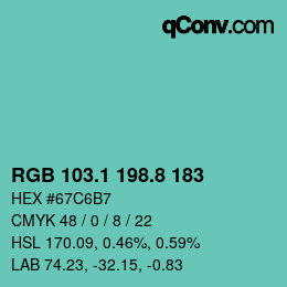 Farbcode: RGB 103.1 198.8 183 | qconv.com
