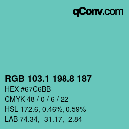 Color code: RGB 103.1 198.8 187 | qconv.com