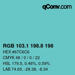 Color code: RGB 103.1 198.8 198 | qconv.com