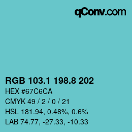 Farbcode: RGB 103.1 198.8 202 | qconv.com