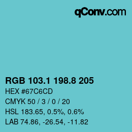 カラーコード: RGB 103.1 198.8 205 | qconv.com