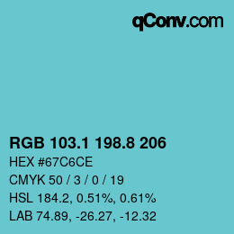 Color code: RGB 103.1 198.8 206 | qconv.com