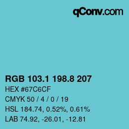 Color code: RGB 103.1 198.8 207 | qconv.com