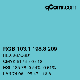 カラーコード: RGB 103.1 198.8 209 | qconv.com