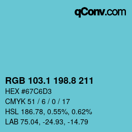 Color code: RGB 103.1 198.8 211 | qconv.com