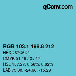カラーコード: RGB 103.1 198.8 212 | qconv.com