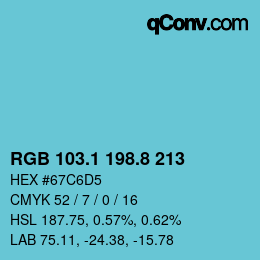 カラーコード: RGB 103.1 198.8 213 | qconv.com
