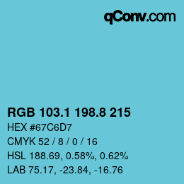 カラーコード: RGB 103.1 198.8 215 | qconv.com