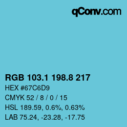 Código de color: RGB 103.1 198.8 217 | qconv.com