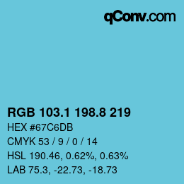 カラーコード: RGB 103.1 198.8 219 | qconv.com