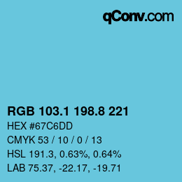 Color code: RGB 103.1 198.8 221 | qconv.com