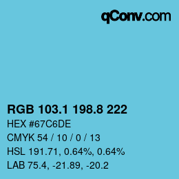 カラーコード: RGB 103.1 198.8 222 | qconv.com