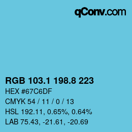 カラーコード: RGB 103.1 198.8 223 | qconv.com