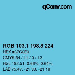 カラーコード: RGB 103.1 198.8 224 | qconv.com