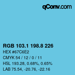 Color code: RGB 103.1 198.8 226 | qconv.com