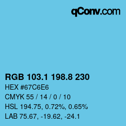 Color code: RGB 103.1 198.8 230 | qconv.com