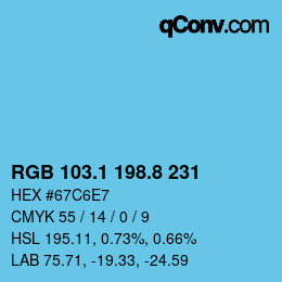 Farbcode: RGB 103.1 198.8 231 | qconv.com