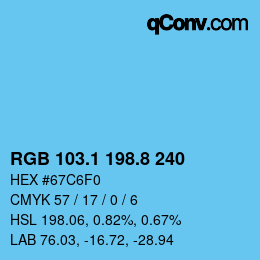 Farbcode: RGB 103.1 198.8 240 | qconv.com