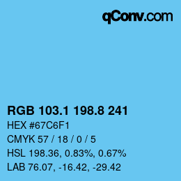 Color code: RGB 103.1 198.8 241 | qconv.com