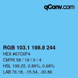 Color code: RGB 103.1 198.8 244 | qconv.com
