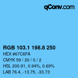 Color code: RGB 103.1 198.8 250 | qconv.com