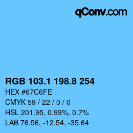カラーコード: RGB 103.1 198.8 254 | qconv.com