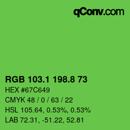 カラーコード: RGB 103.1 198.8 73 | qconv.com