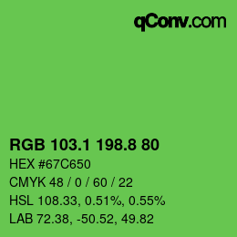 カラーコード: RGB 103.1 198.8 80 | qconv.com