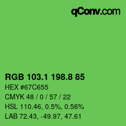 カラーコード: RGB 103.1 198.8 85 | qconv.com