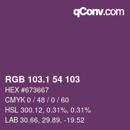 カラーコード: RGB 103.1 54 103 | qconv.com