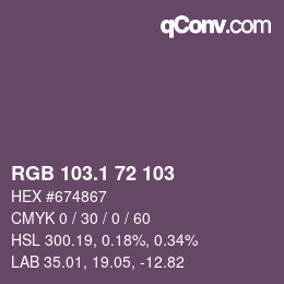 カラーコード: RGB 103.1 72 103 | qconv.com