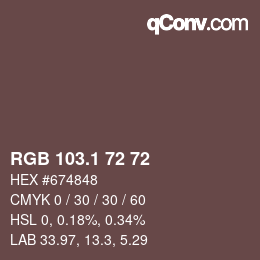Color code: RGB 103.1 72 72 | qconv.com