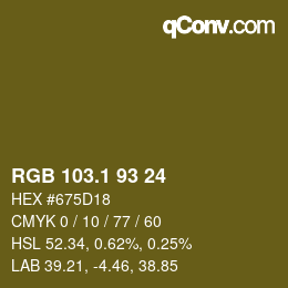 カラーコード: RGB 103.1 93 24 | qconv.com