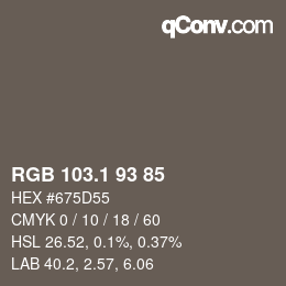 Color code: RGB 103.1 93 85 | qconv.com