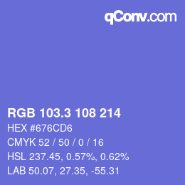 カラーコード: RGB 103.3 108 214 | qconv.com