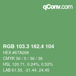 カラーコード: RGB 103.3 162.4 104 | qconv.com