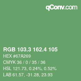 カラーコード: RGB 103.3 162.4 105 | qconv.com